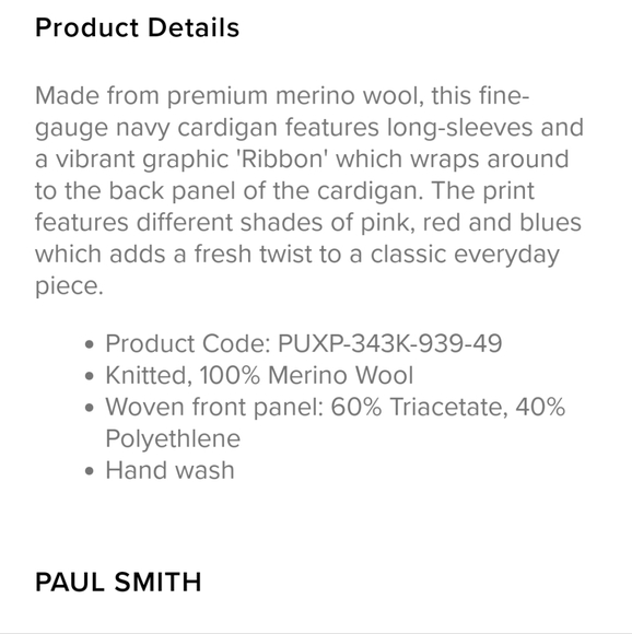 PAUL SMITH Ribbons Navy Wool Cardigan - Picture 5 of 16